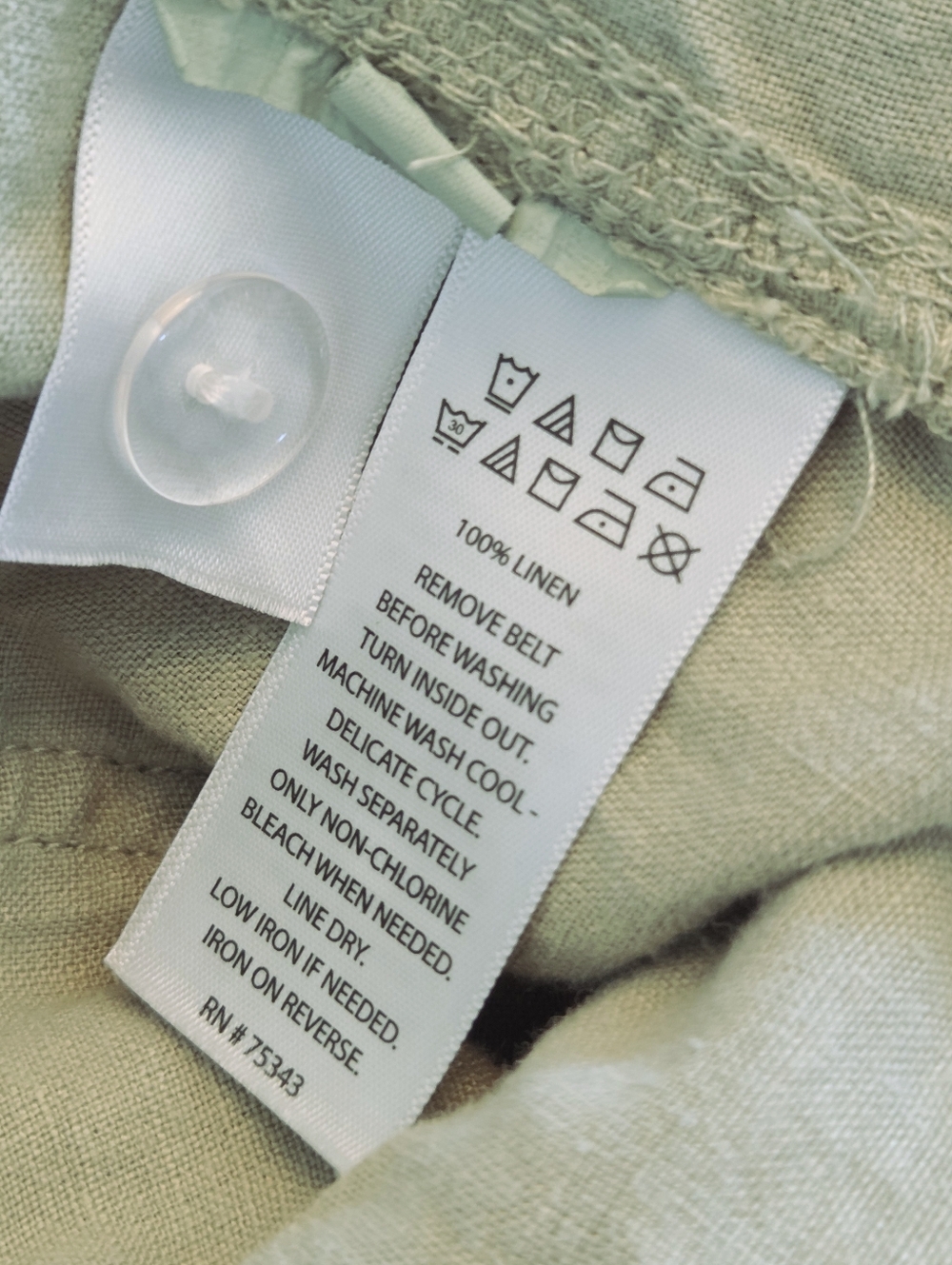 Tahari Linen Trousers Cuffed Relaxed Utility High Waisted Sage Green Size L - Picture 10 of 15